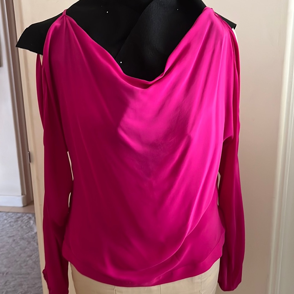 Fuchsia silk haute hippie blouse
